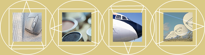 Heritage collage: technology, consumer goods, aviation, and telecommunications